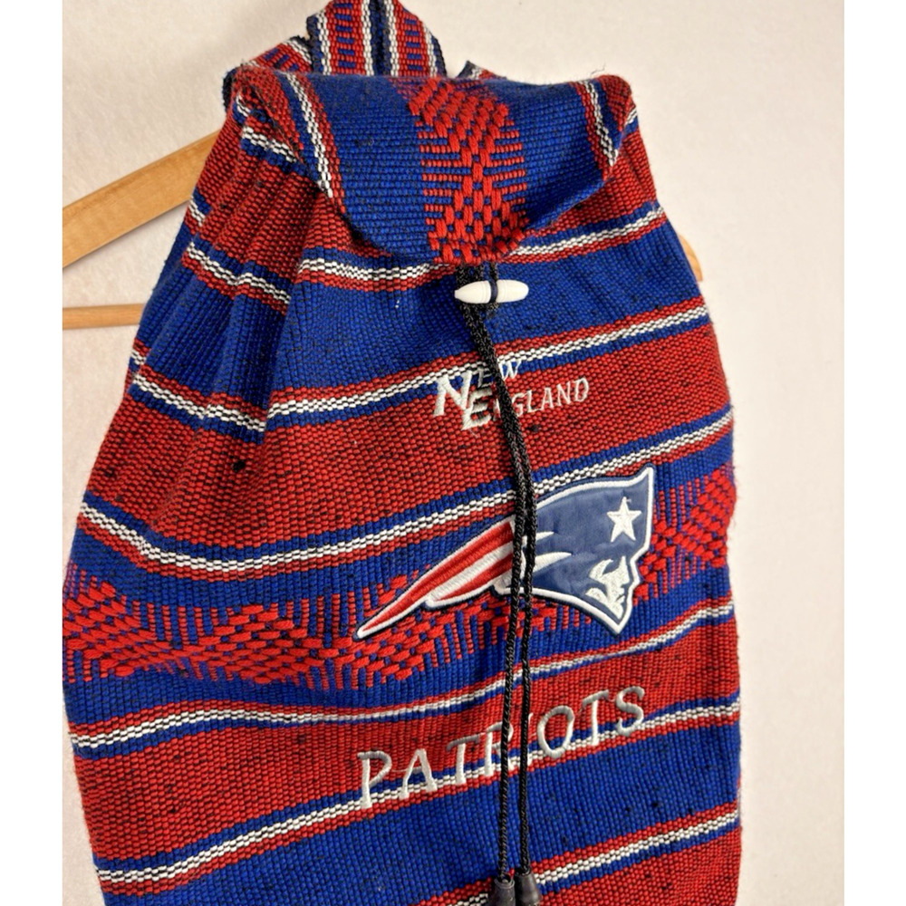 New England Patriots Woven Baja Drawstring Backpack Embroidered Red Blue NFL - Picture 12 of 14